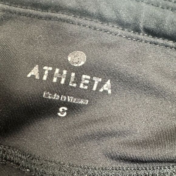 EUC Athleta Women’s Black Athletic Capri Leggings Mesh Cutouts - Size Small - Picture 3 of 7